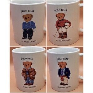 POLO RALPH LAUREN 4 Mug Sets: Royal Golf, Polo Match, Blazer & Ranch Bear (Bx X)